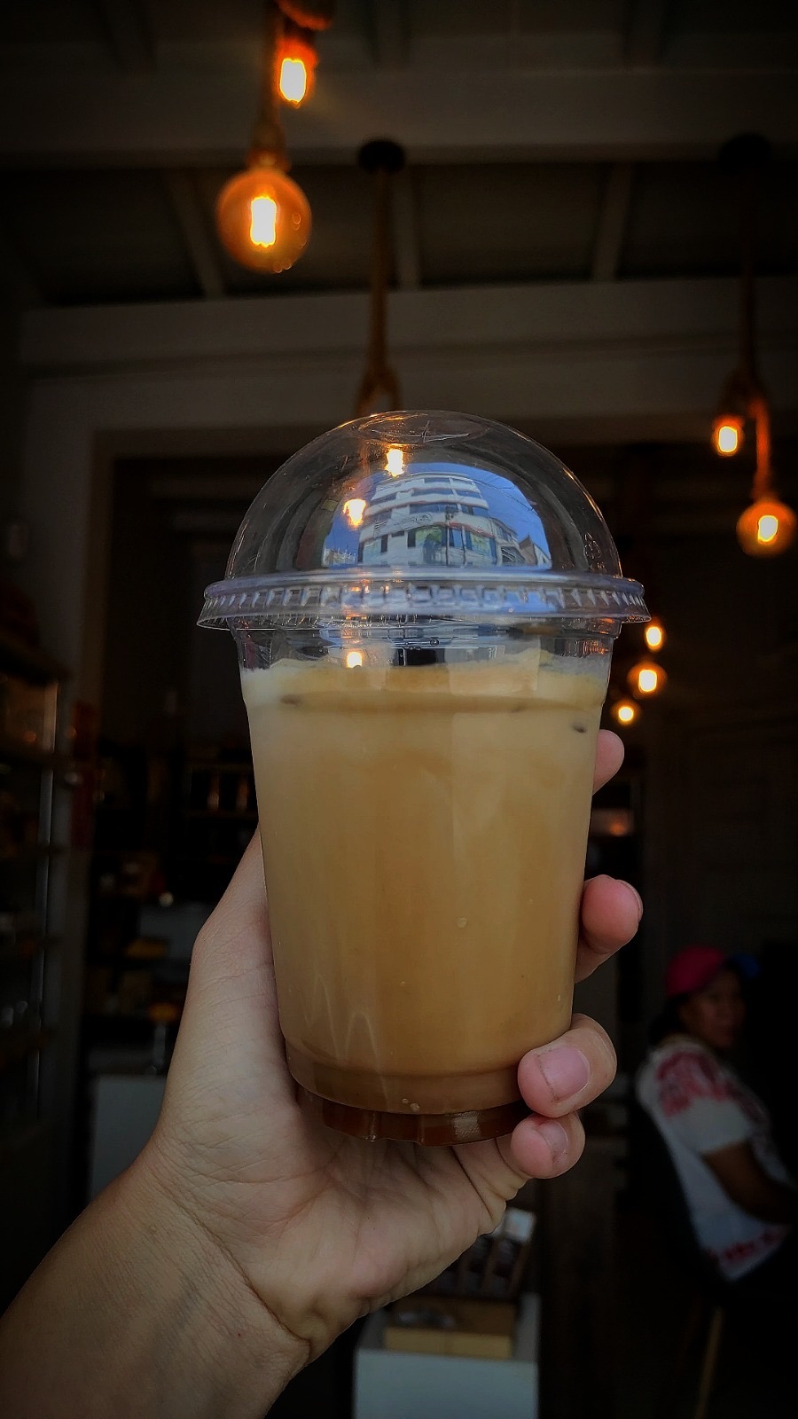 Mocachino servido en vaso de 12 onzas.